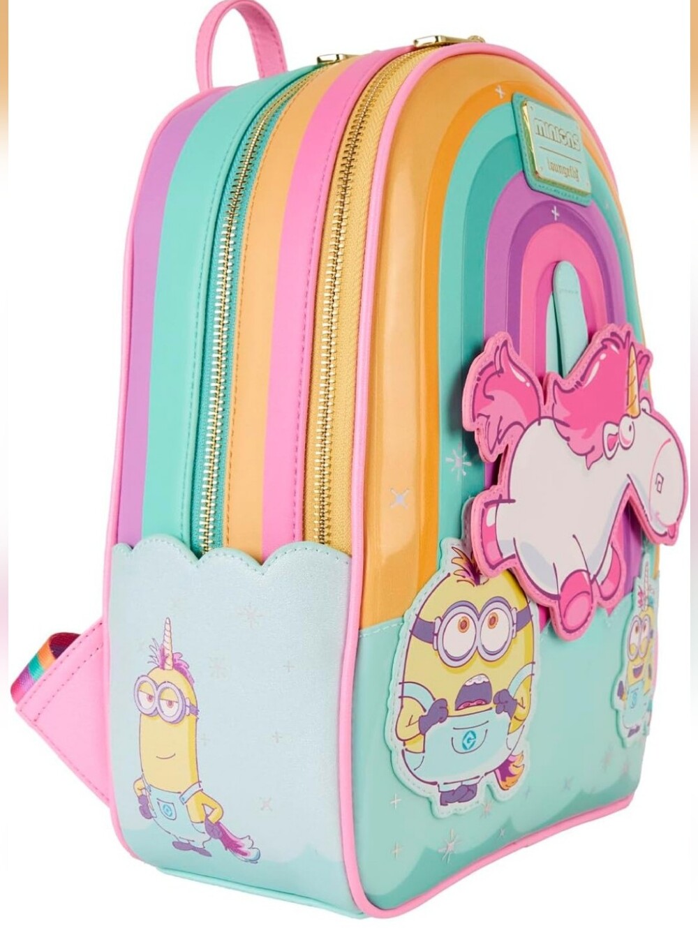 Adorable Minions Fluffy Unicorn Loungefly Back Pack - Picture 4 of 13